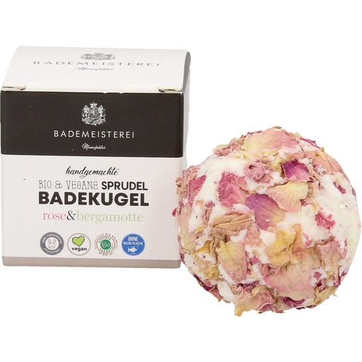 Bademeisterei Bio bublinková gulička do kúpeľa - ruža a bergamot