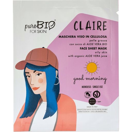 puroBIO cosmetics forSKIN Good Morning Sheet Mask - 16 - CLAIRE - voor een vettige huid