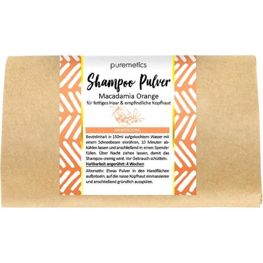 puremetics Macadamia-appelsiini shampoojauhe - 50 g