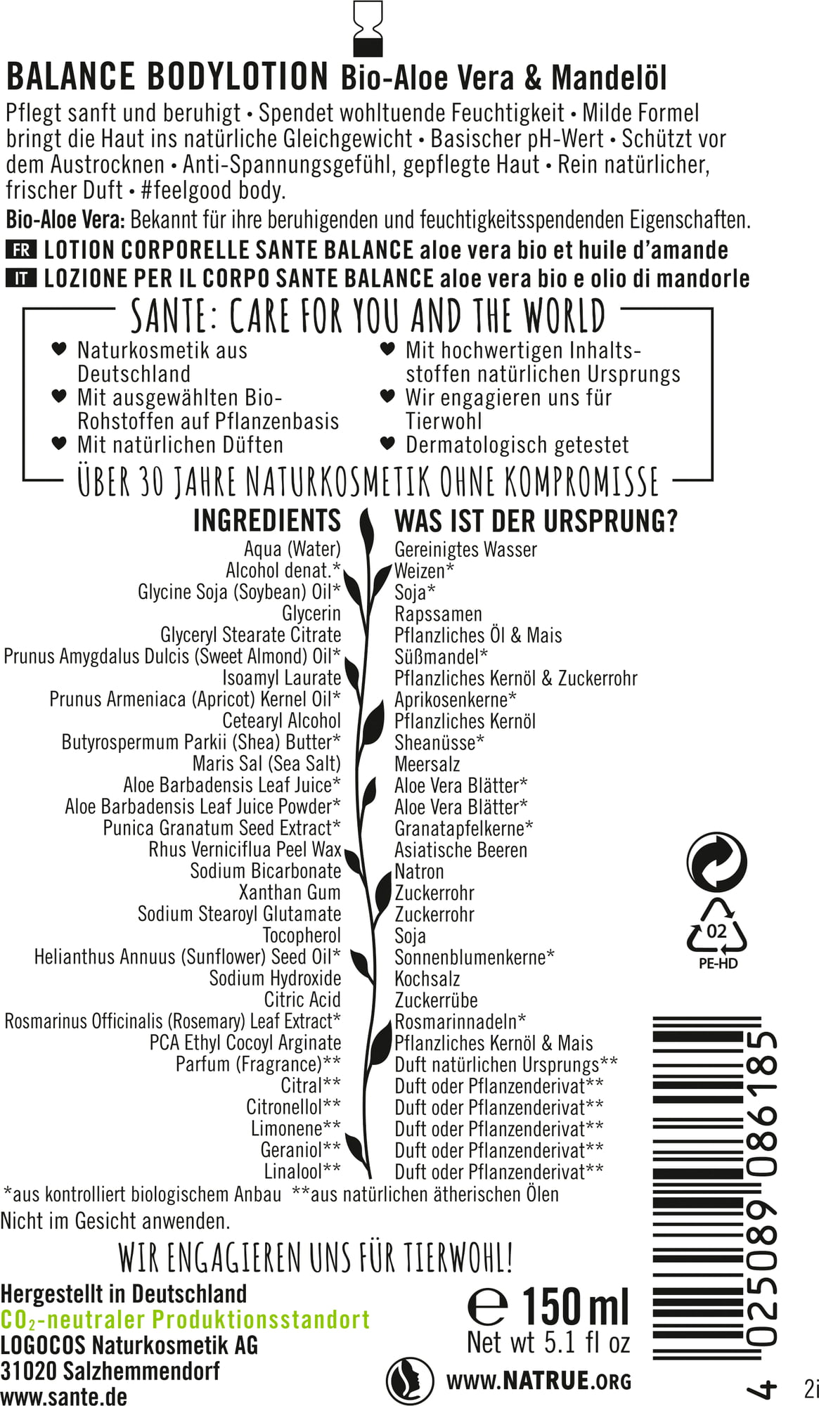 Sante Lotion Corporelle BALANCE - 150 ml