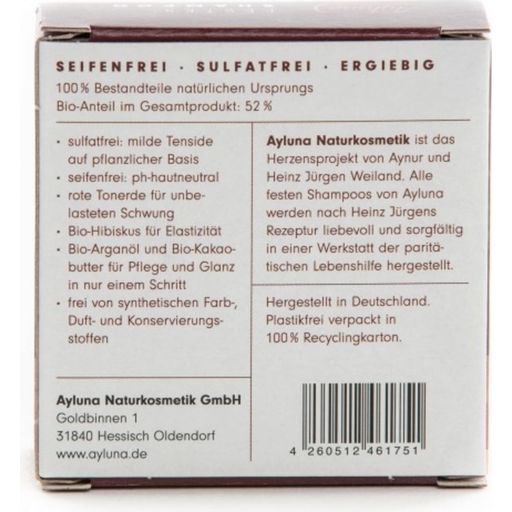 Kiinteä palashampoo punainen savi & luomuhibiskus - 60 g