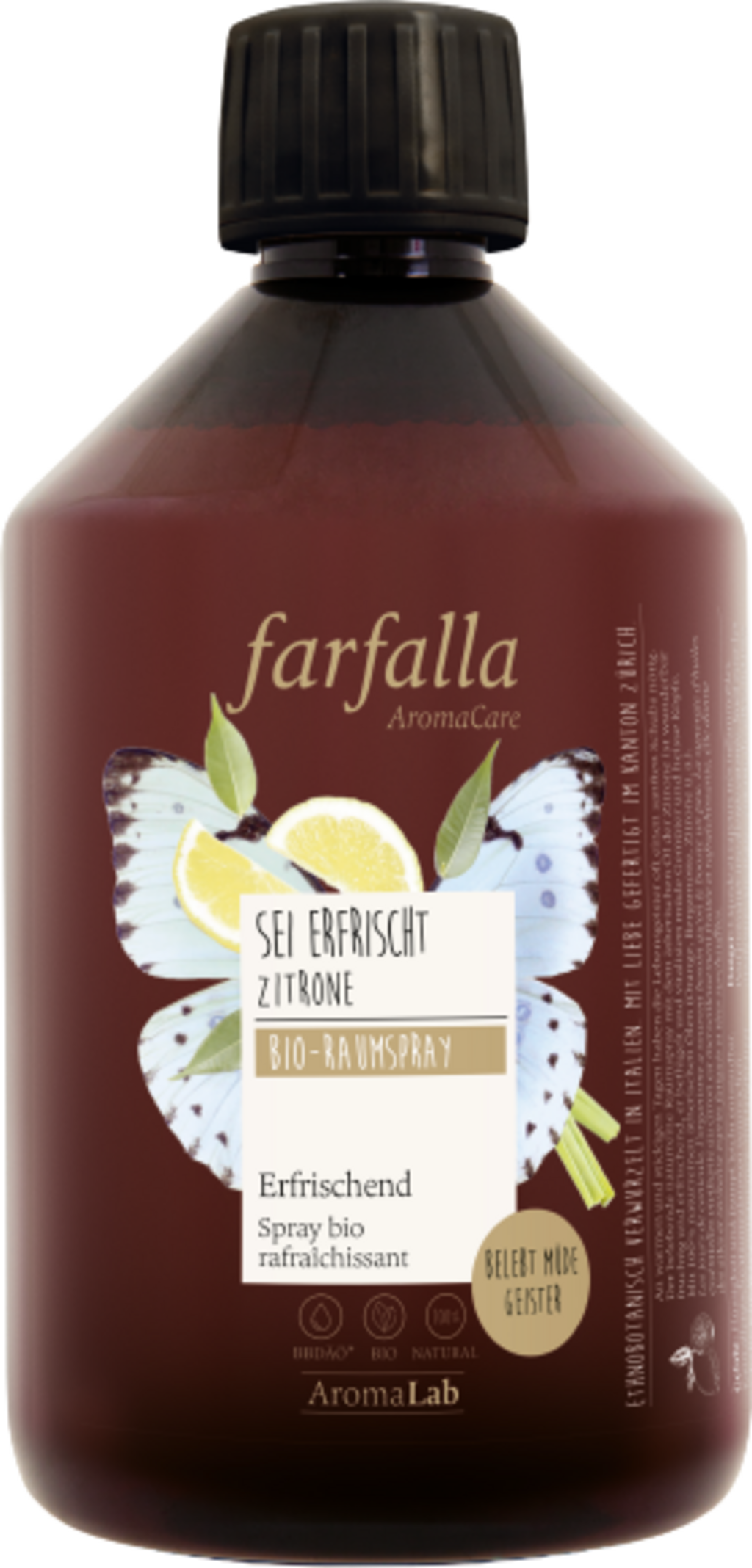 farfalla Erfrischender Bio-Raumspray Zitrone - 500 ml (Refill)