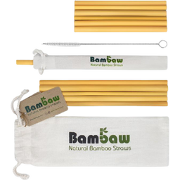 Bambaw Bambus Trinkhalme mit Baumwollbeutel - 12x 14 cm & 22 cm
