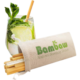 Bambaw Bambus Trinkhalme mit Baumwollbeutel - 12x 14 cm & 22 cm