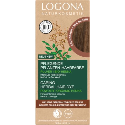 LOGONA Pflanzen-Haarfarbe Pulver Aschbraun - 100 g