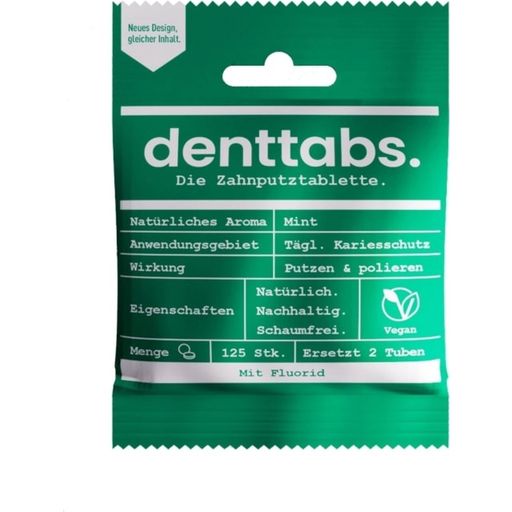 Tablete za čiščenje zob stevia-mint s fluoridom - 125 kos.