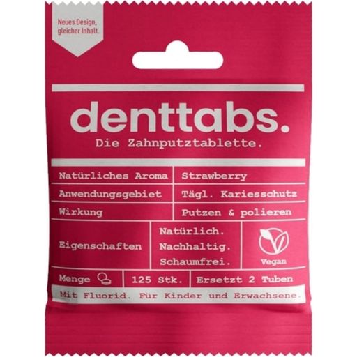 Tabletke za čiščenje zob Kids Strawberry s fluoridom - 125 kos.