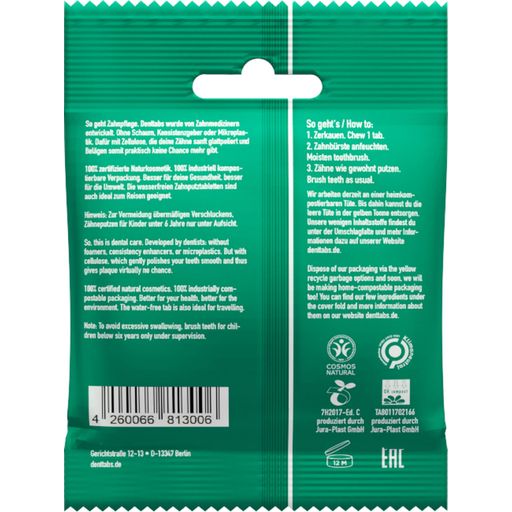 Hampaidenpesutabletit, Stevia-minttu, fluoriton - 125 kpl