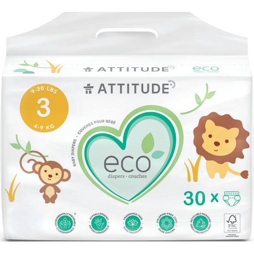 Attitude Organic Baby Diapers - Size 3 (4 - 9 kg)