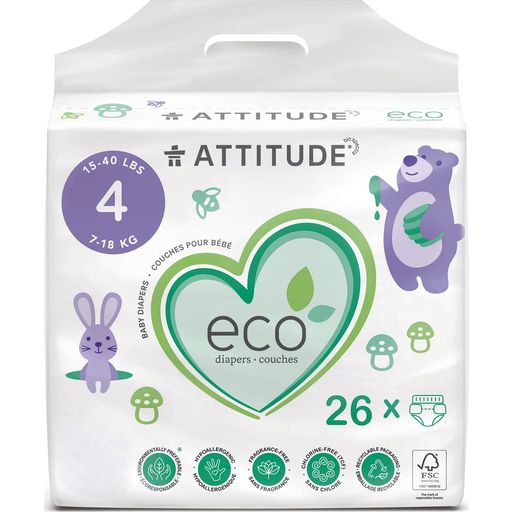 Attitude Organiczne pieluszki dla niemowląt - Rozmiar 4 (7-18 kg)