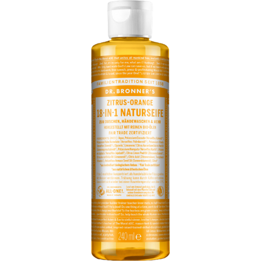 Dr. Bronner's 18in1 luonnonsaippua, sitrus-appelsiini - 240 ml