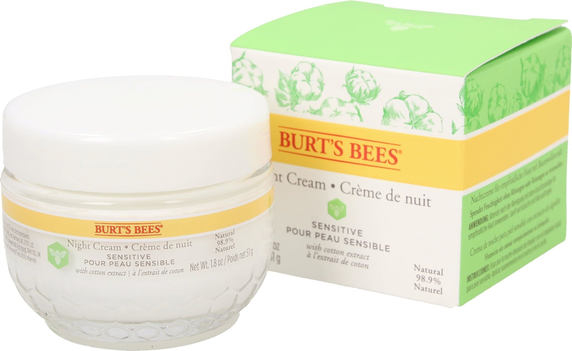 Burt's Bees Sensitive Night Cream, 50 g - Ecco Verde Online Shop