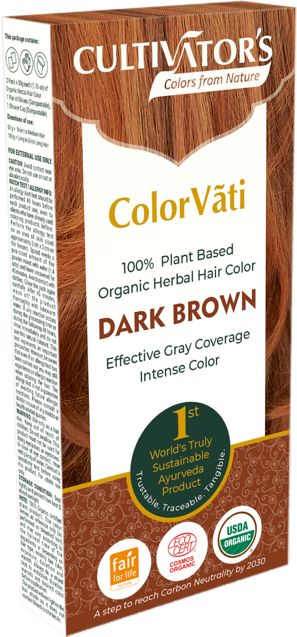 CULTIVATOR'S ColorVãti Organic Herbal Hair Colour - 08 Dark Brown