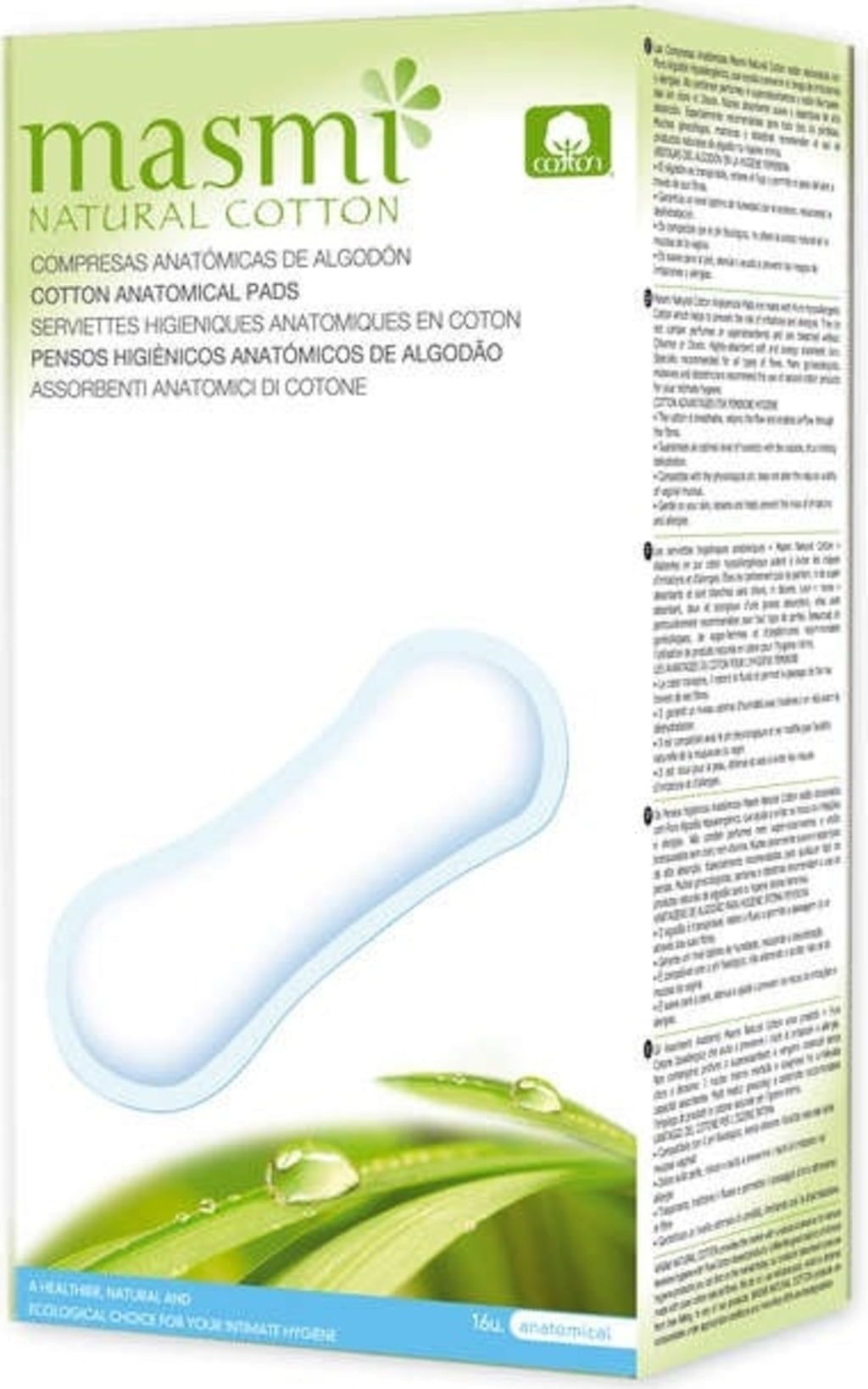 masmi Cotton Anatomical Pads, Night, 16 Pcs - Ecco Verde Online Shop