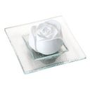 Vonný kameň „Kvet ruže“ + priehľadný sklenený tanierik - 1 sada